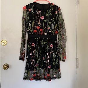 Floral mesh mini dress